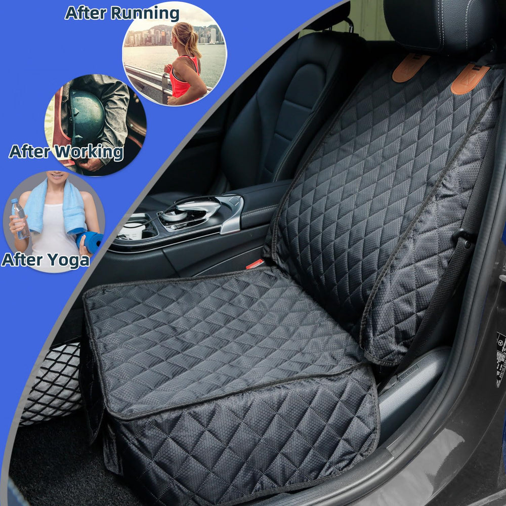 PETICON dog-in-car-seat-cover demonstrates comfortable ride with protected upholstery