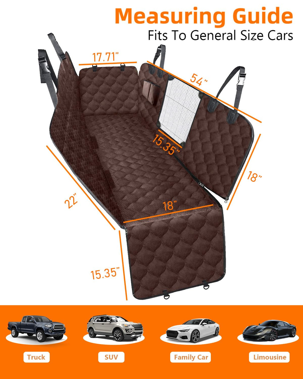 PETICON dog car cover with door flaps protects doors and sides from damage.