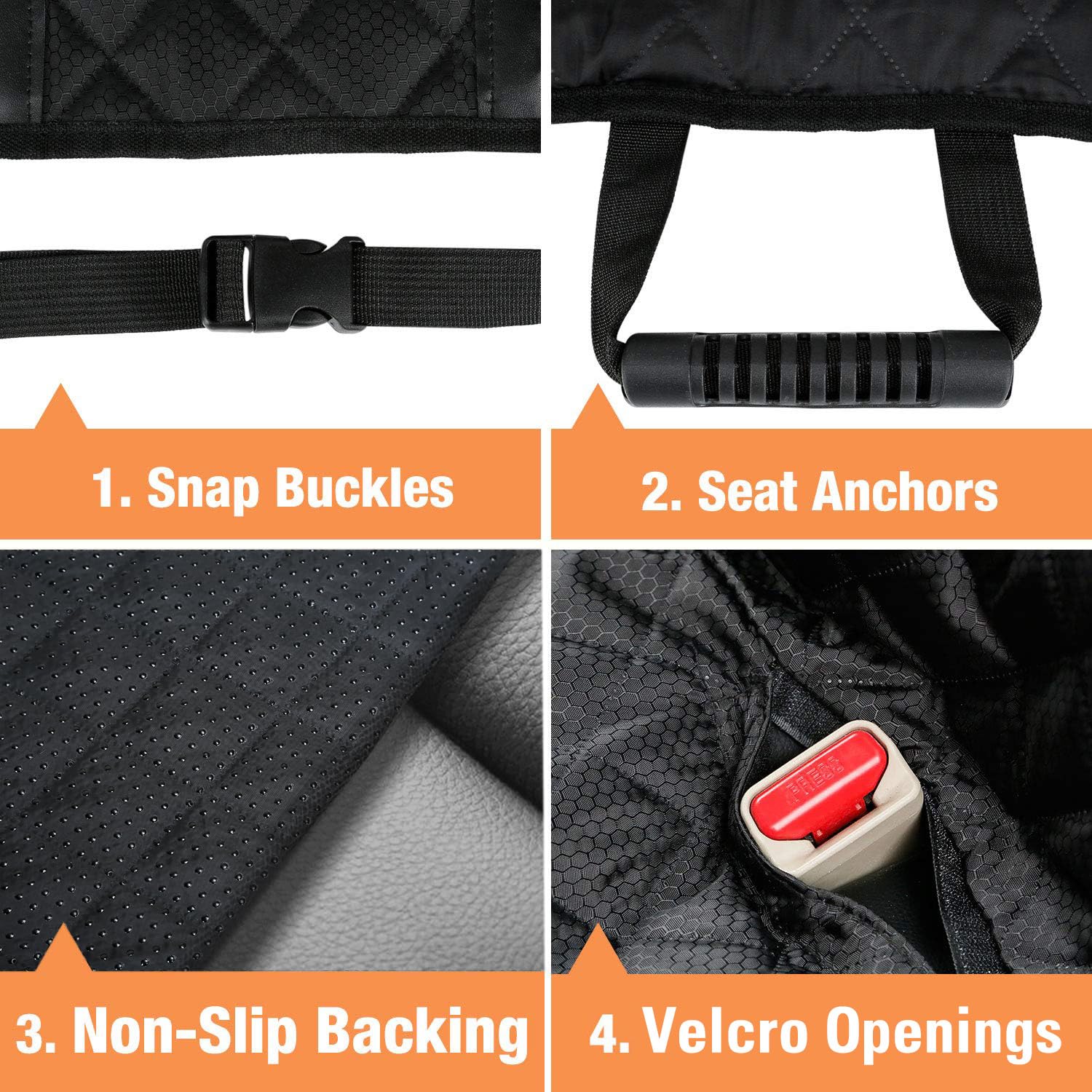 PETICON easy clean front seat cover is simple to wipe down after dog rides.