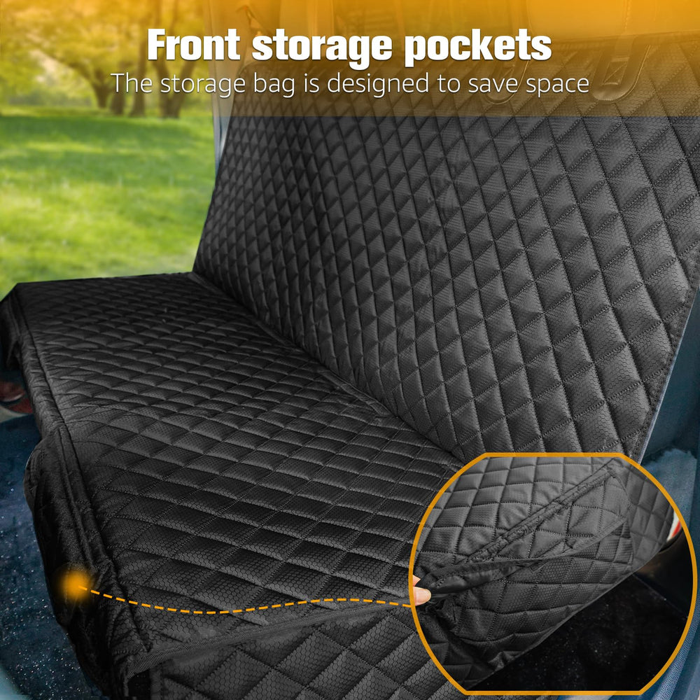 PETICON easy-clean seat cover cleans easily with damp cloth or vacuum after adventures.