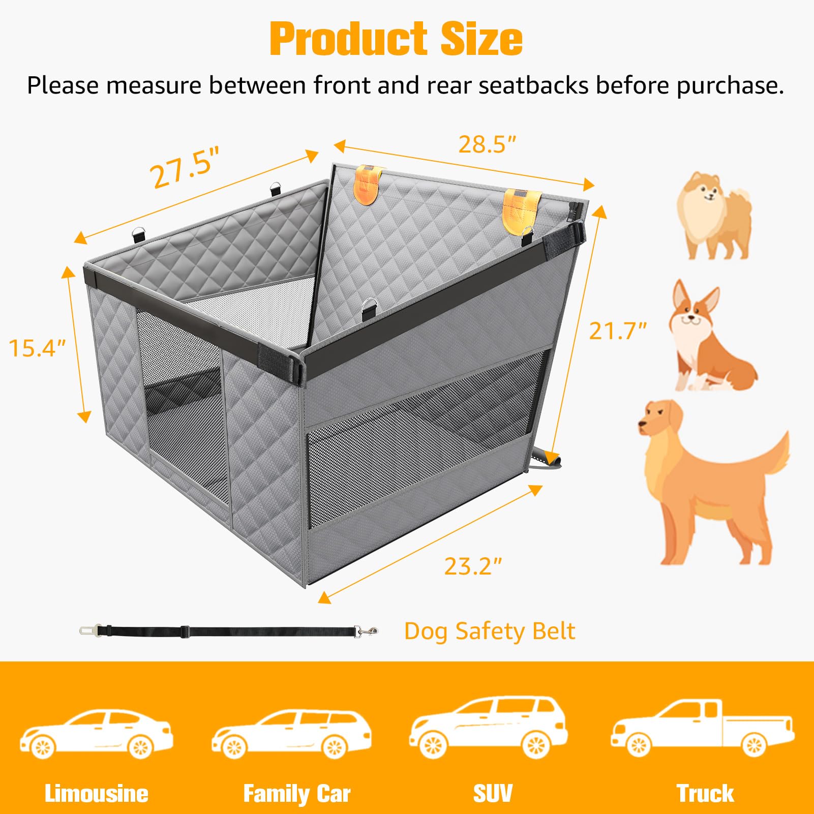 PETICON easy-install rear seat protector keeps space and reduces mess