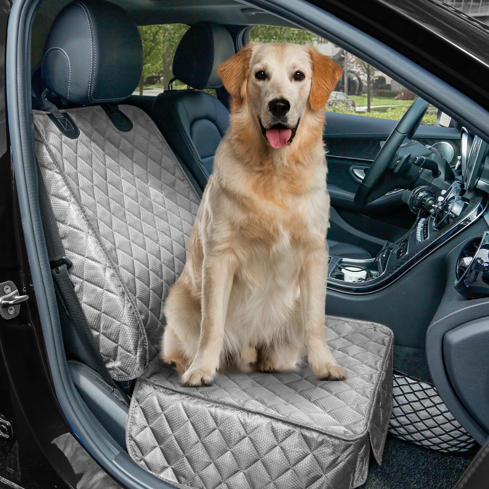 PETICON side flaps protect seat edges from scratches during pet entries.