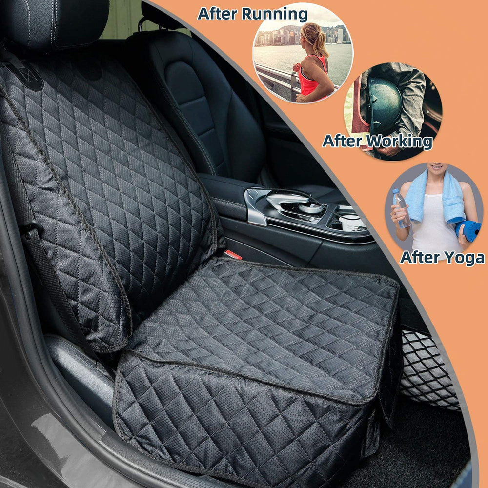 PETICON front seat dog cover in black keeps seats clean while your dog rides comfortably.
