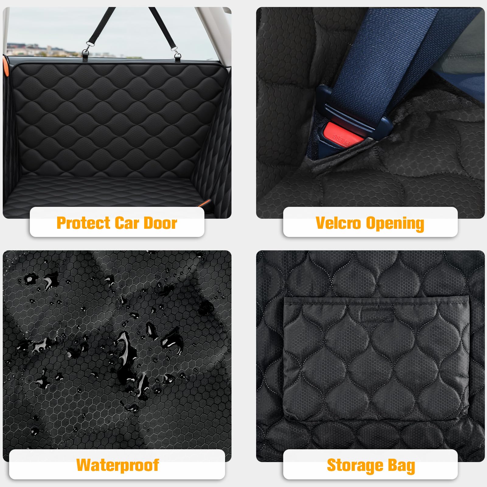 PETICON hard-bottom-boards-side-flaps prevent dog from dropping into footwell.