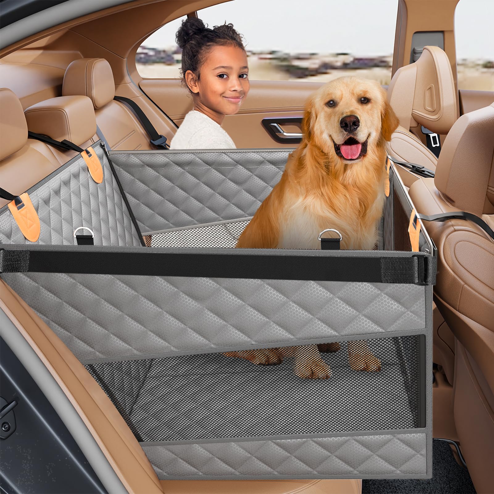 PETICON large dog car seat back-seat extender providing extra room and comfort