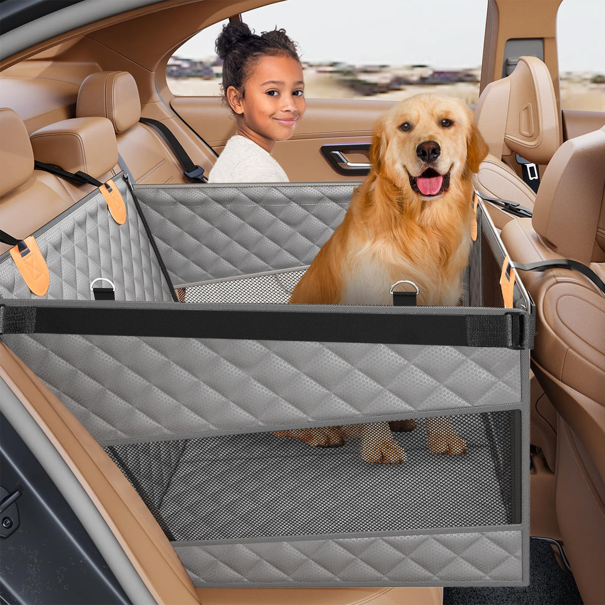 PETICON large dog car seat back-seat extender providing extra room and comfort