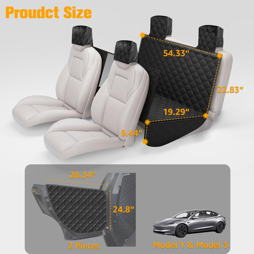 PETICON mesh window rear seat improves airflow and soothes anxious dogs on rides.