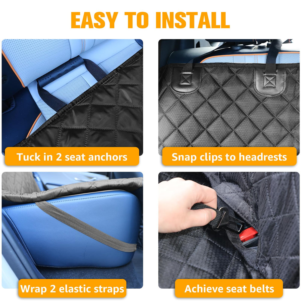 PETICON non-slip-back seat cover keeps pets stable in sudden stops and sharp turns.