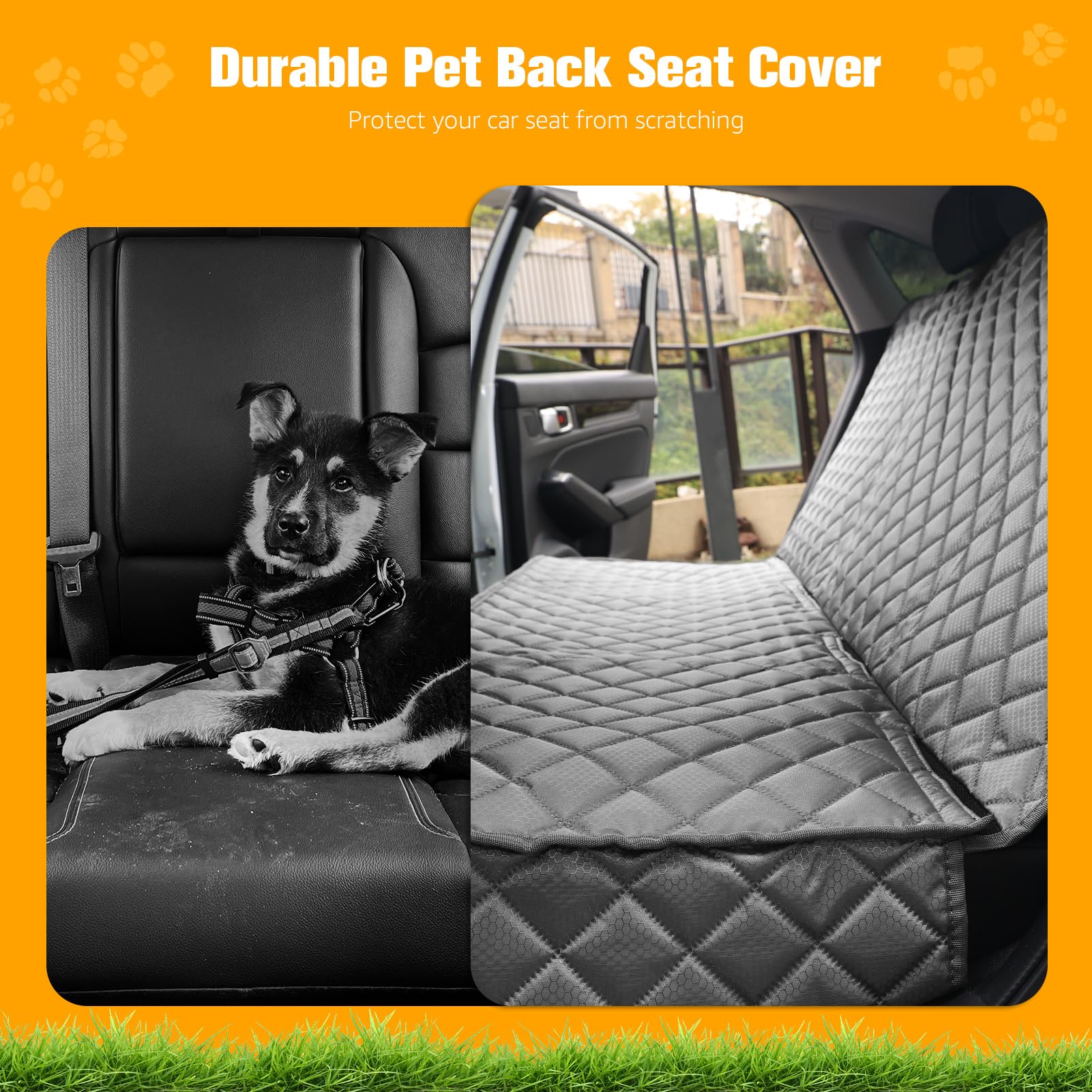 PETICON nonslip gray backseat protector keeps pets stable during rides