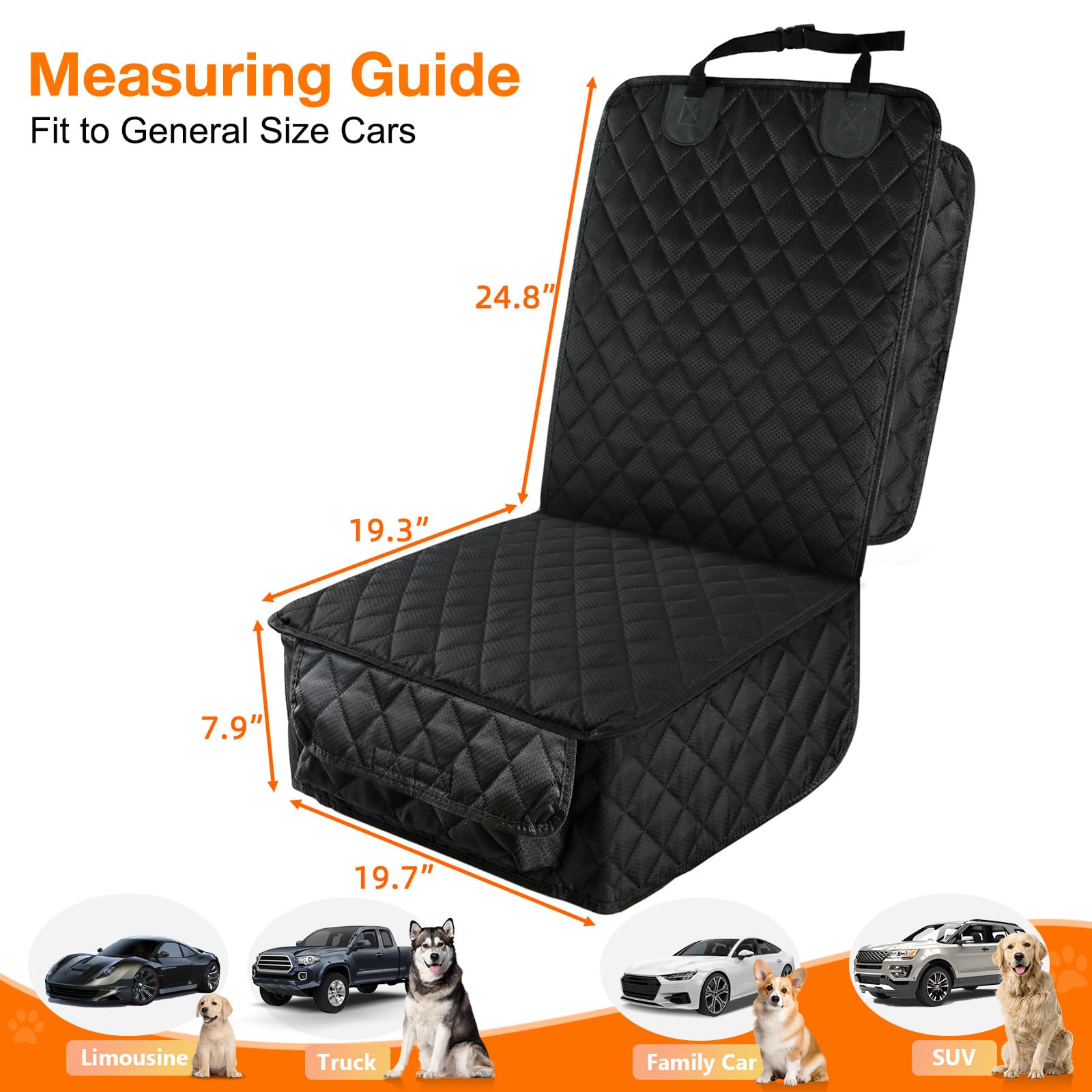 PETICON quick release buckles on front seat cover enable fast installation.