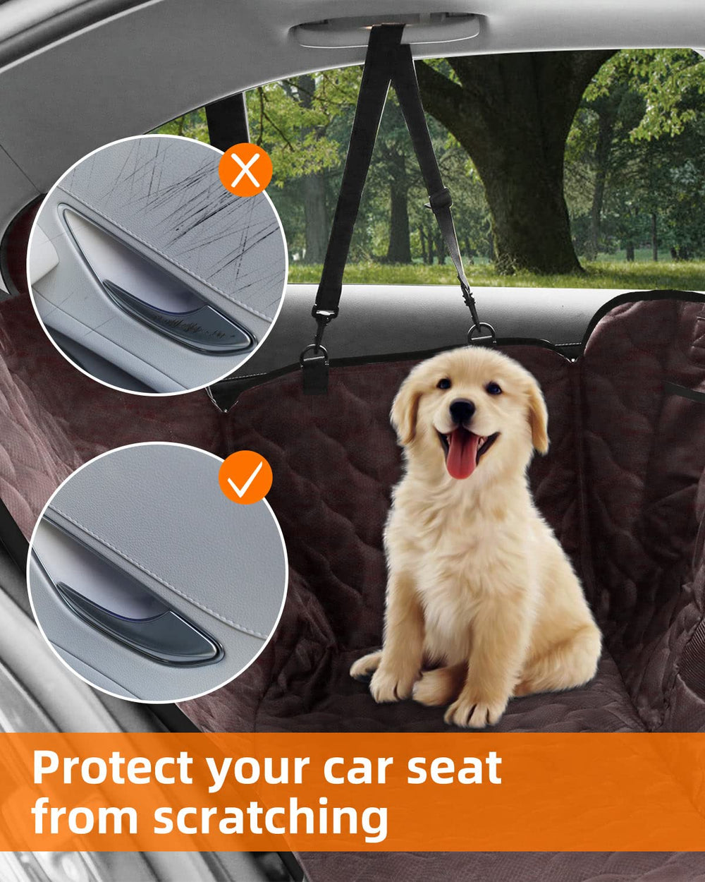 PETICON scratchproof cover guards leather seats from claws and fur.