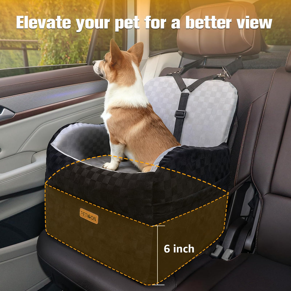 Peticon side pockets keep toys and treats organized on car trips.