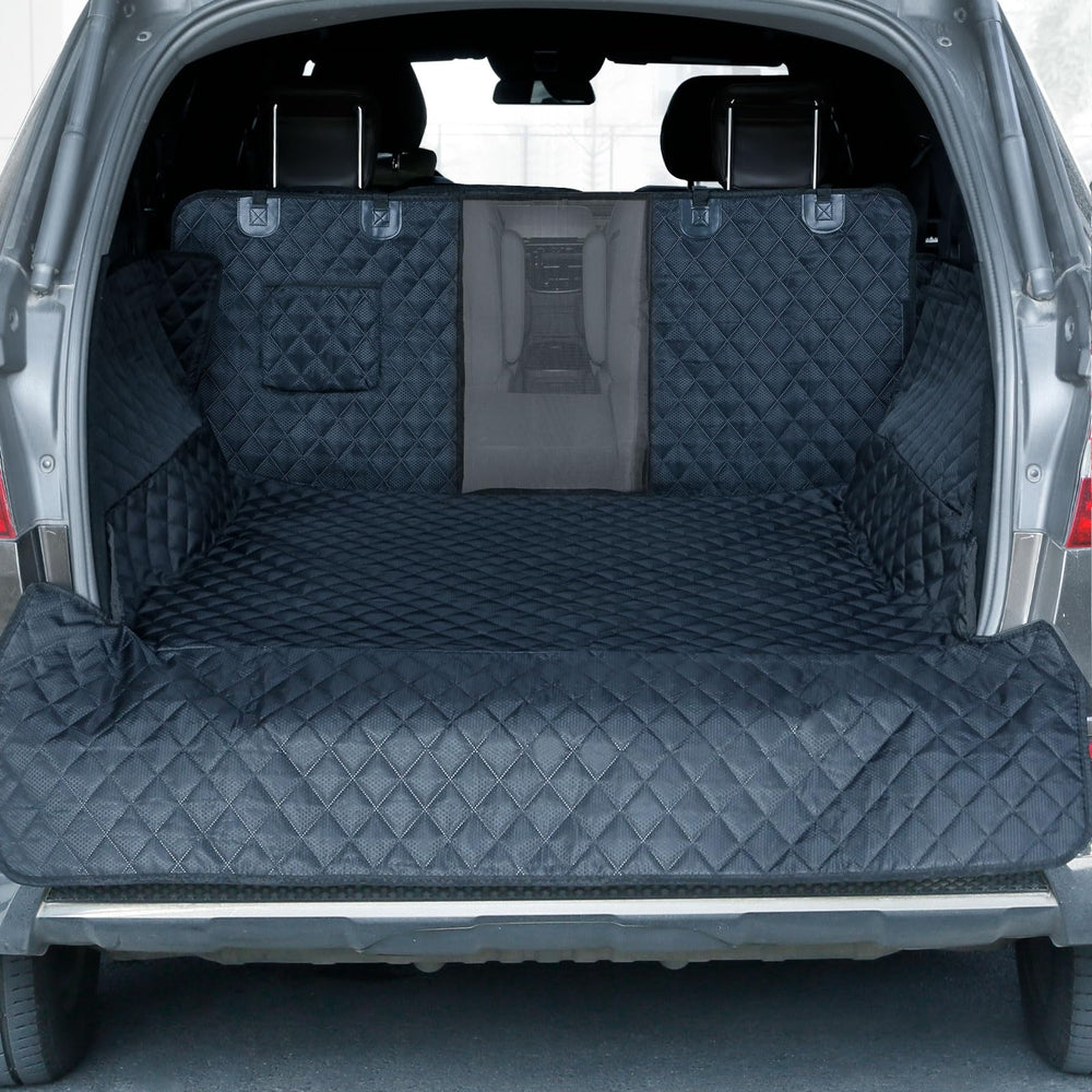 PETICON SUV Cargo Liner with mesh window keeps dogs cool and entertained on road trips