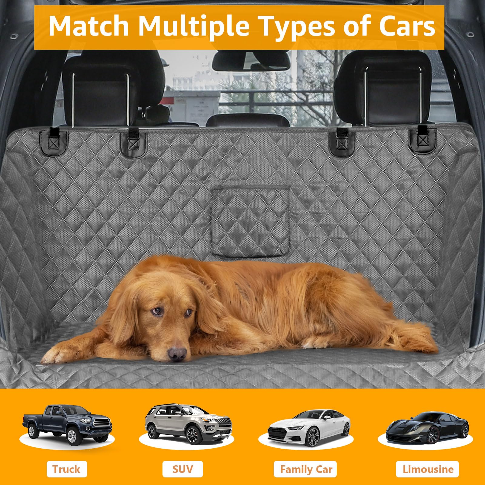 PETICON SUV Cargo Liner easy-clean fabric resists dirt and hair for quick maintenance.