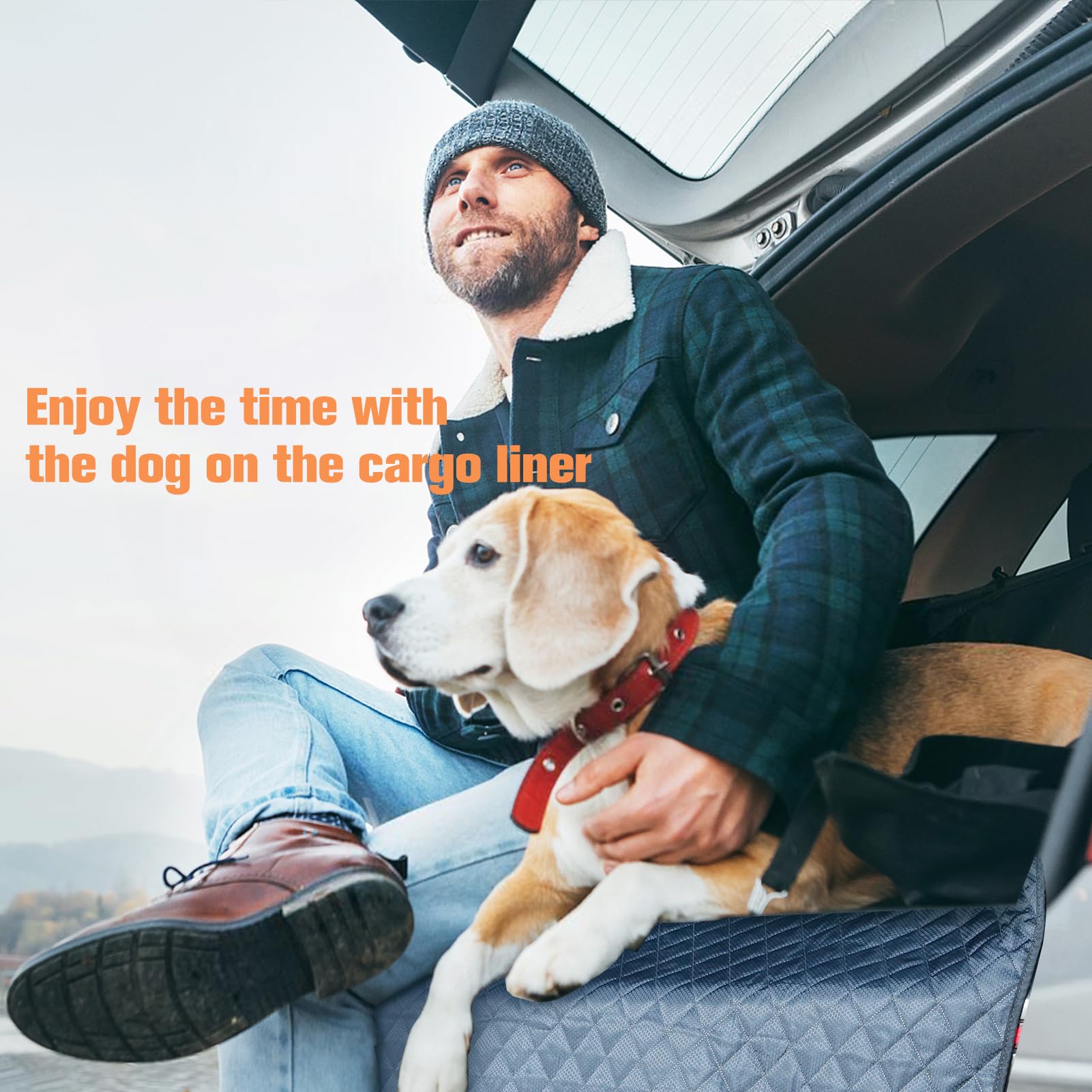 PETICON SUV Cargo Liner doubles as picnic or luggage mat for versatility.