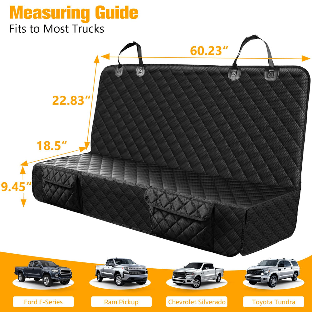 PETICON truck-seat protector-dog cover guards interior from hair and wear on long hauls.