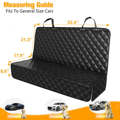 PETICON universal-fit cover measures 52 by 48 inches on a car seat.