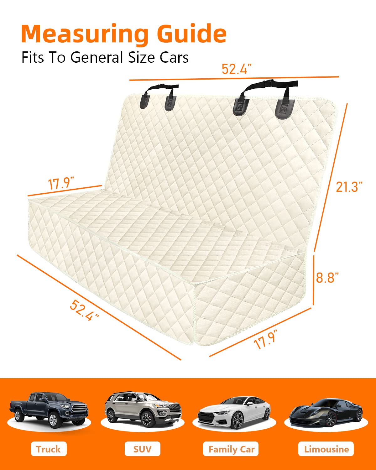 PETICON waterproof bench seat cover beige buckle clip setup shows quick installation