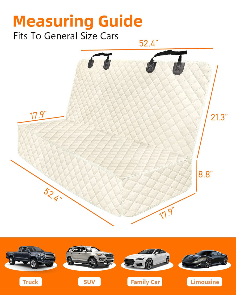 PETICON waterproof bench seat cover beige buckle clip setup shows quick installation