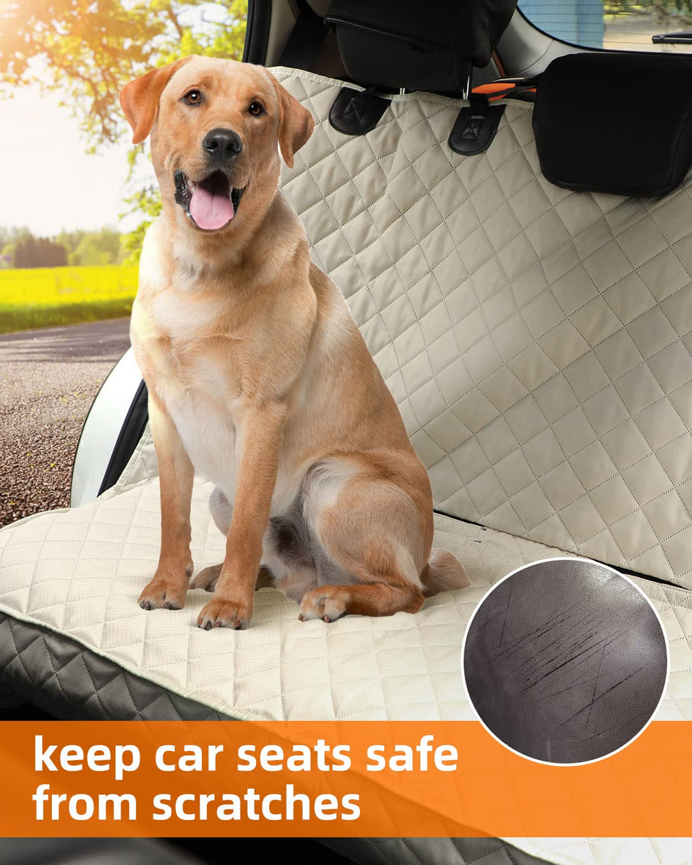 PETICON waterproof bench seat cover beige closeup material highlights durable water-repellent fabric