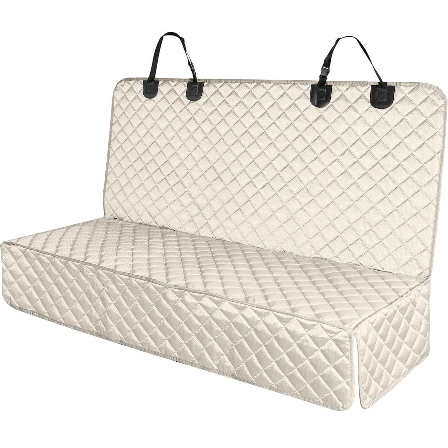 PETICON waterproof bench seat cover beige, front view, shields car seats from fur and spills