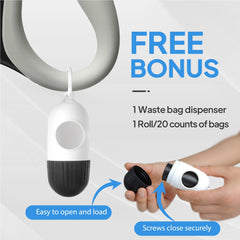 PetiFine leash with dispenser shows built-in bags for convenient pickups.
