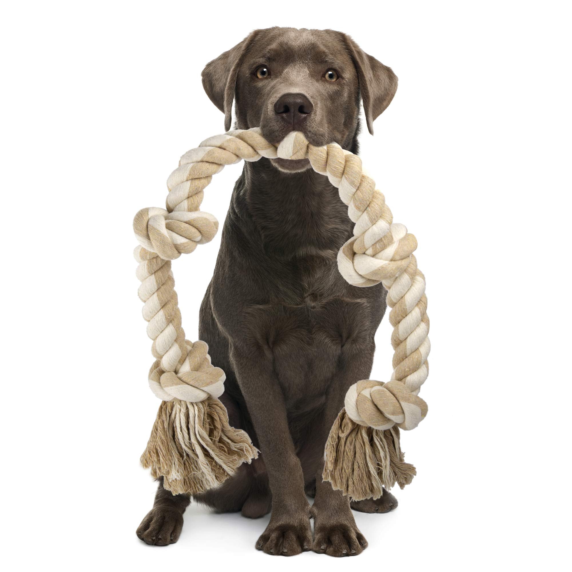 PetiFine dog rope toy 3 feet 5 knots boosts interactive play and durability during tug sessions