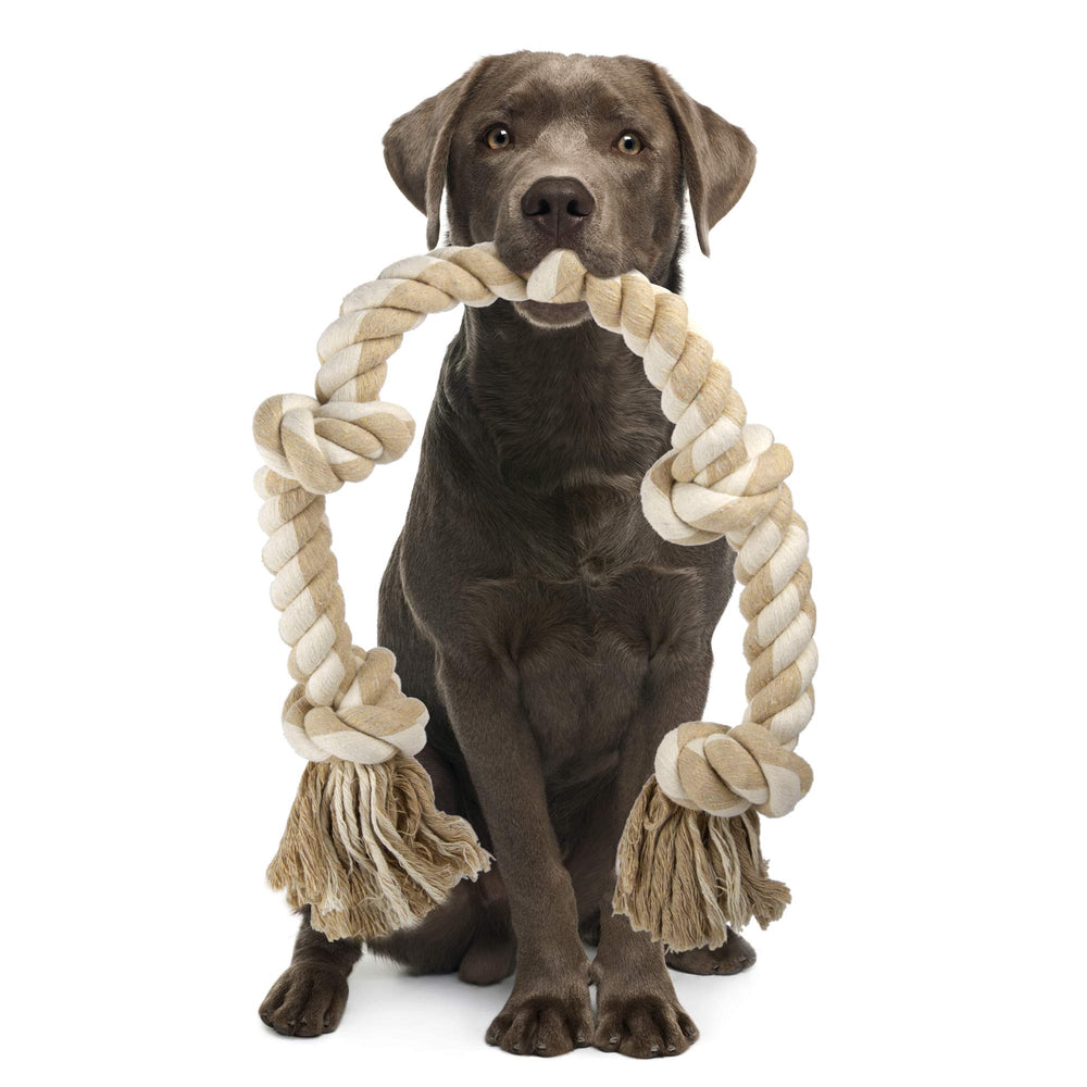 PetiFine dog rope toy 3 feet 5 knots boosts interactive play and durability during tug sessions