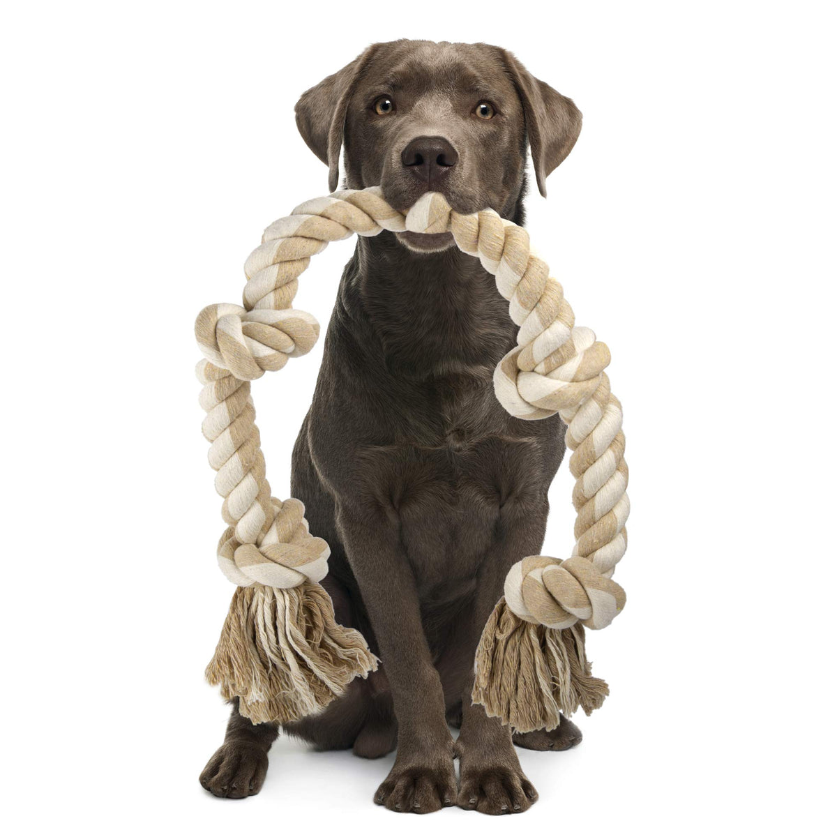 PetiFine dog rope toy 3 feet 5 knots boosts interactive play and durability during tug sessions