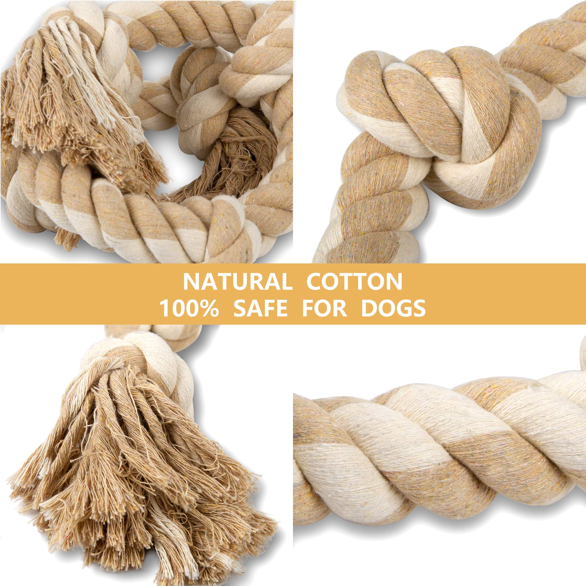 PetiFine dog rope toy heavy-duty cotton withstands aggressive chewing for longer-lasting playtime