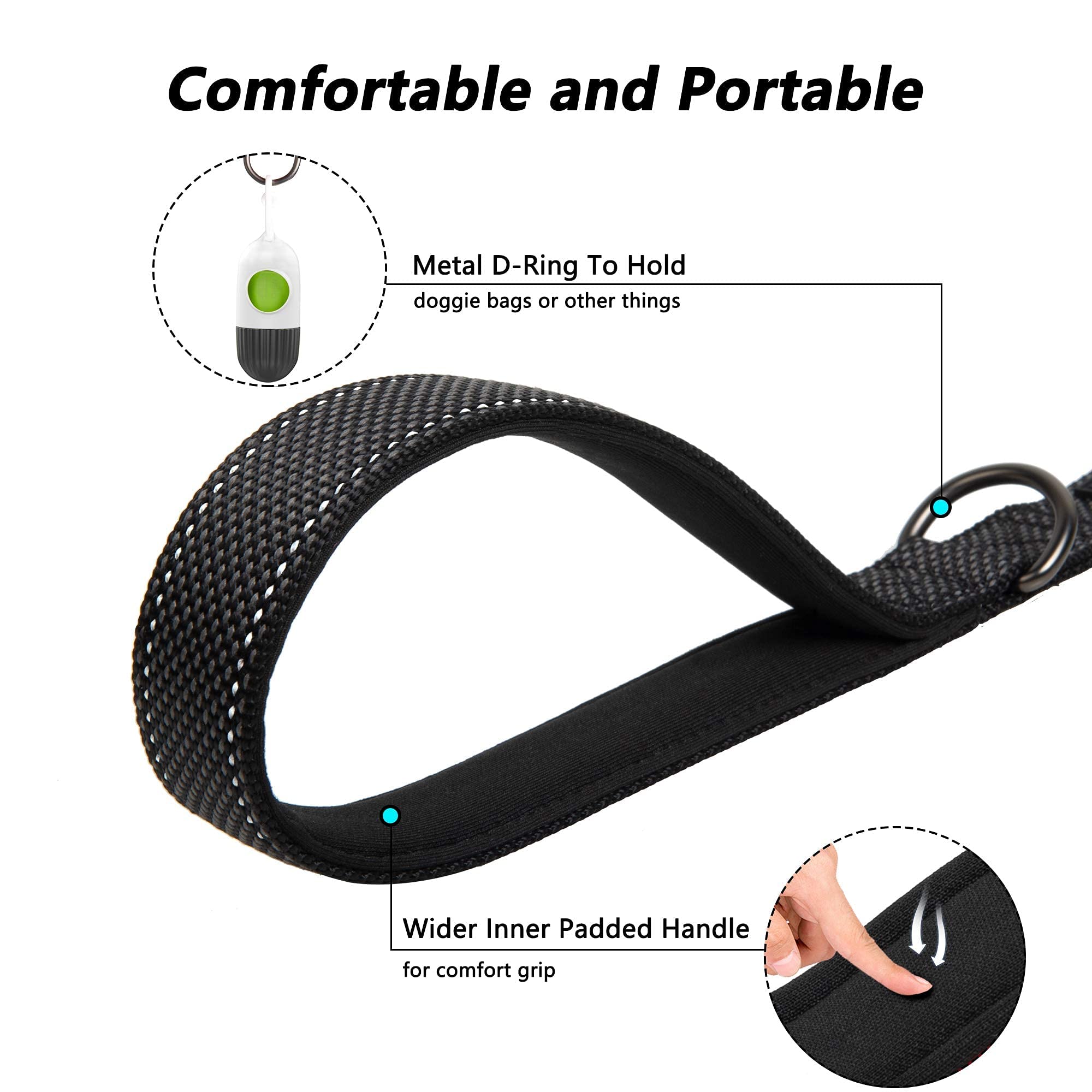 PetiFine leash upgraded-clasp ensures secure, durable connection for large dogs