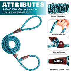 PetiFine slip lead blue 2-in-1-design provides collar-free convenience for quick walks.