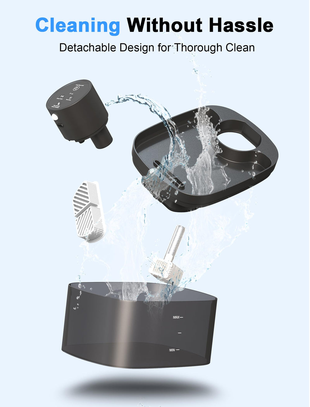 Petilog black cat water fountain design blends with modern home decor.