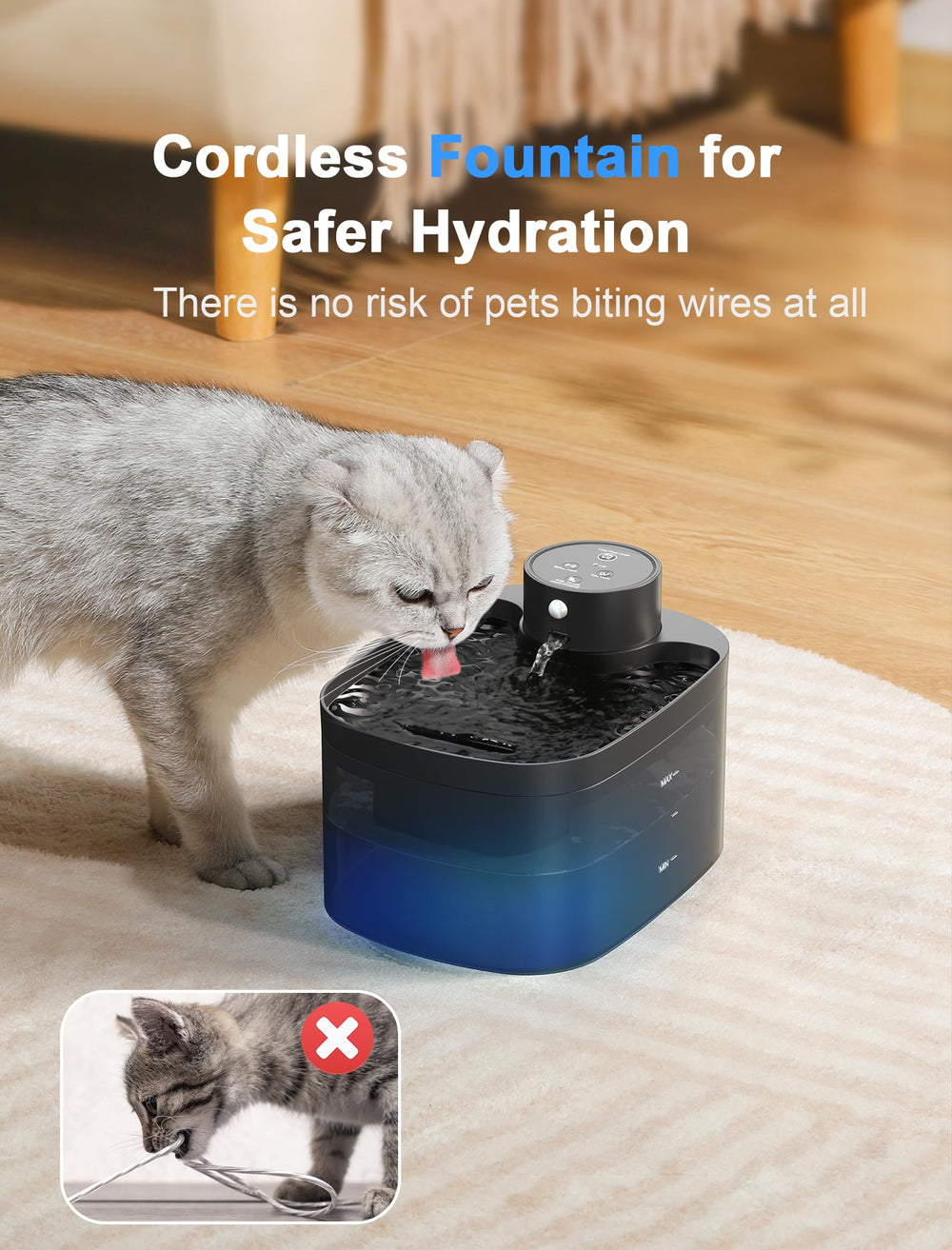 Petilog easy-clean cat water fountain designed for thorough cleaning.