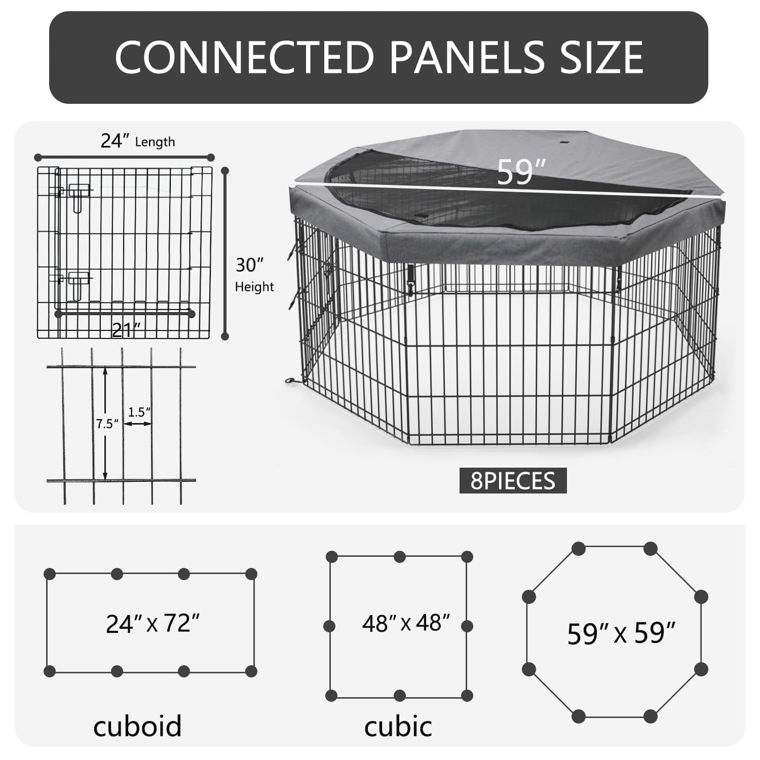 PETIME foldable dog pen shows tool-free, quick assembly.