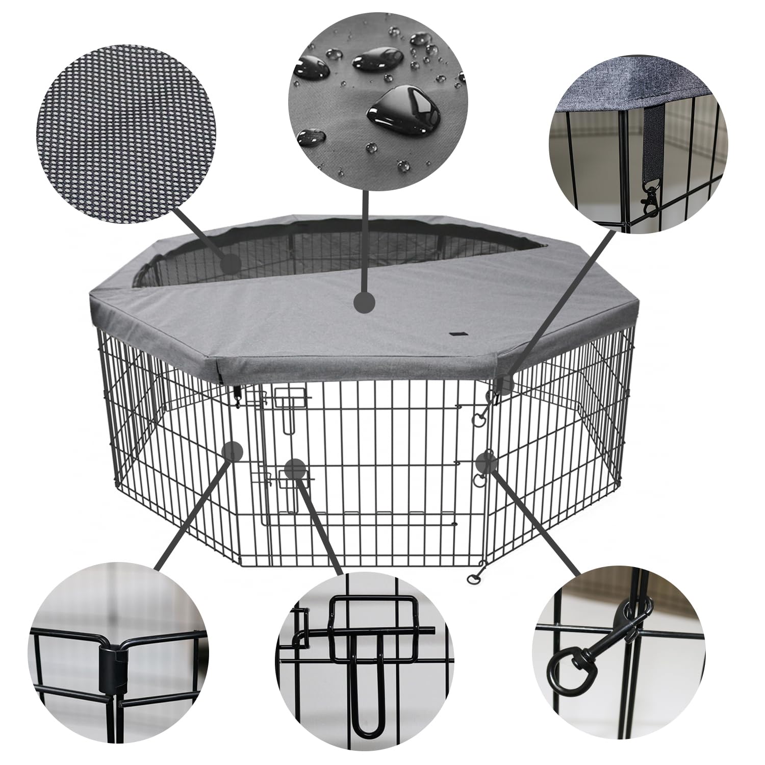 PETIME 8-panel dog playpen assembled for safe indoor setup.