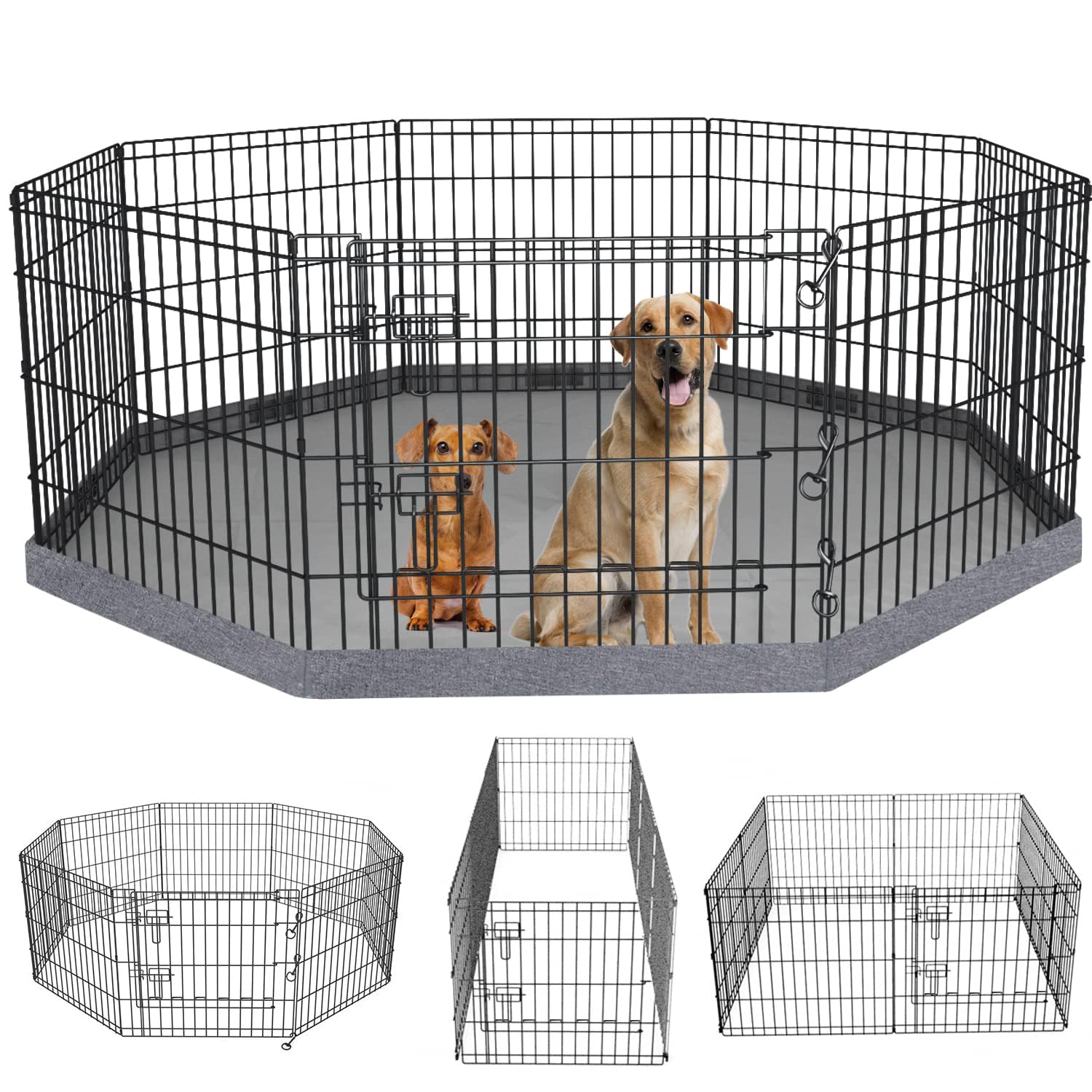PETIME foldable dog pen assembly shows quick setup for indoor or outdoor use