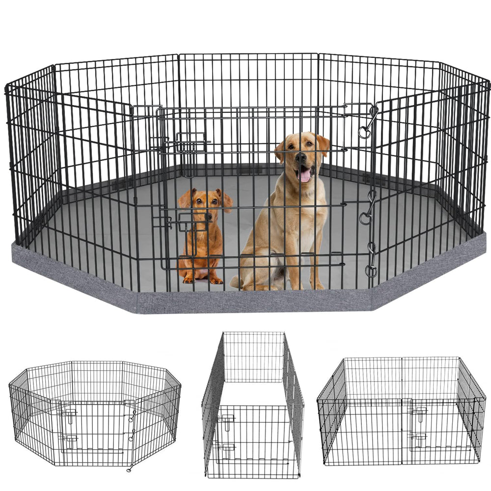 PETIME foldable dog pen assembly shows quick setup for indoor or outdoor use