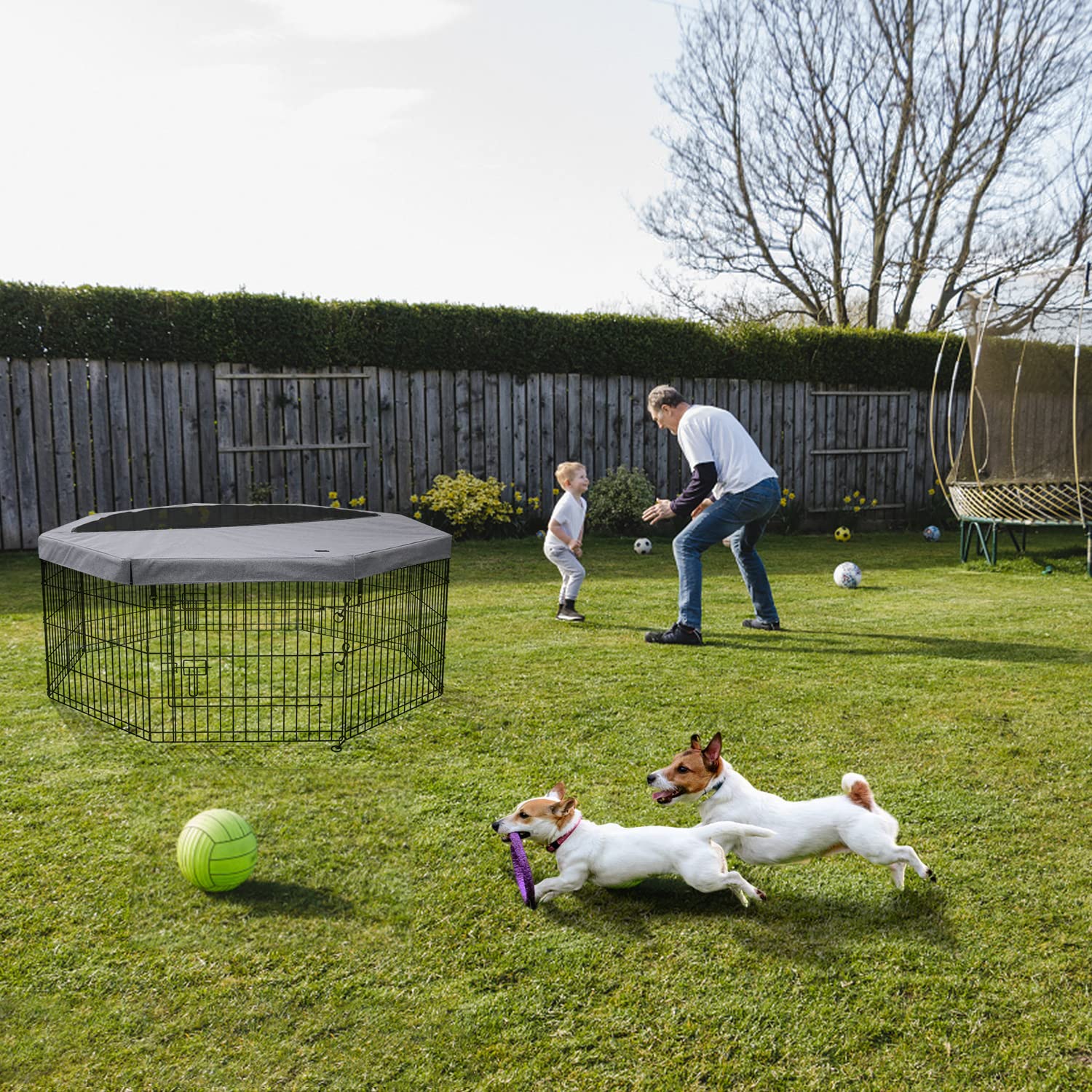 PETIME indoor-outdoor dog playpen suitable for versatile spaces.