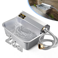 PETIMI automatic water dispenser front view highlighting durable stainless steel for steady pet hydration.