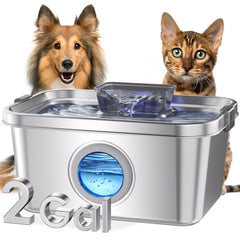 PETIMI water fountain 2-gallon capacity for longer pet hydration.