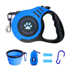 PETIMP retractable leash 16ft blue paw print enables easy one-handed control.