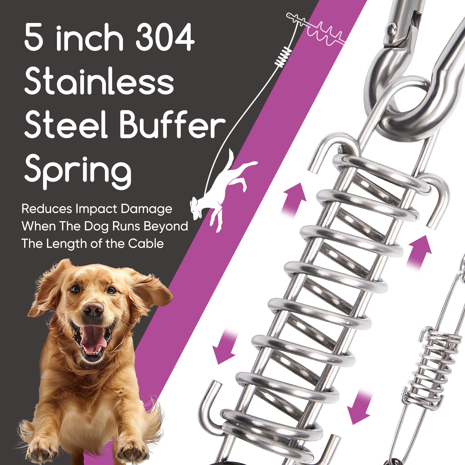 PETINBOX cushioned spring reduces impact injuries during sudden pulls.