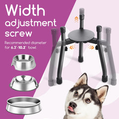 PETINBOX dog-bowl-stand-adjustment-knobs close-up for tool-free height changes.