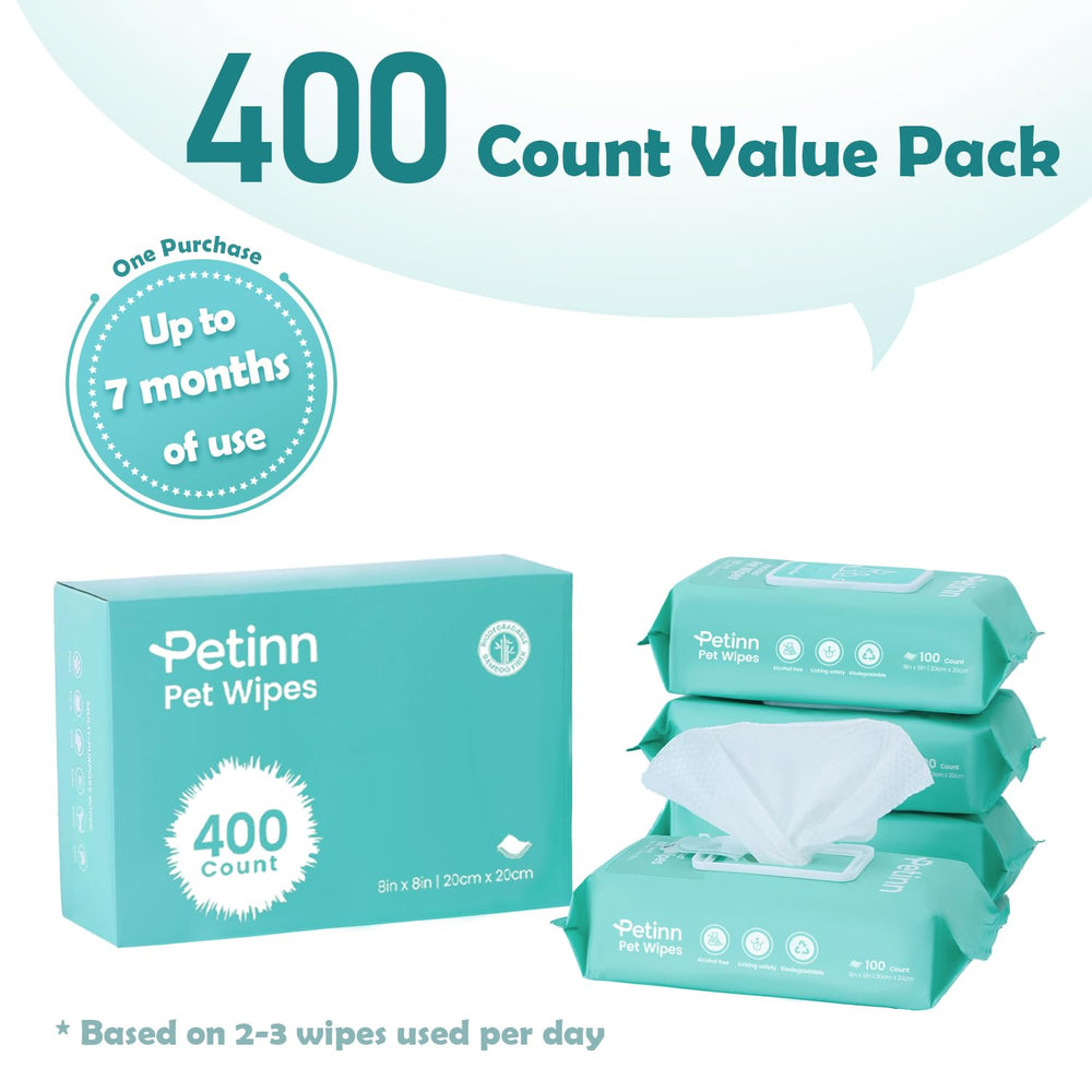 Petinn 4-pack 400-count wipes economical long-lasting care for multiple pets