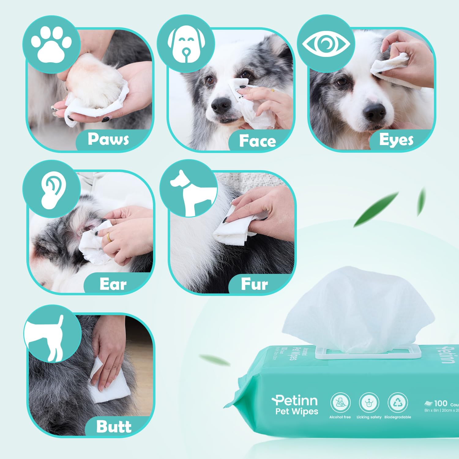 Petinn thickened-pearl dog wipes sturdy and tear-resistant during cleanup