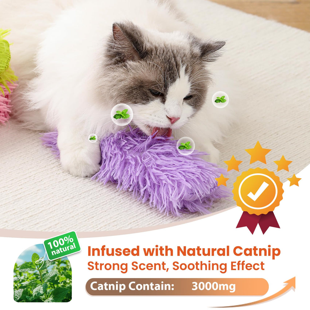 Petinstinct 8-inch plush cat toy soft texture for gentle chewing.
