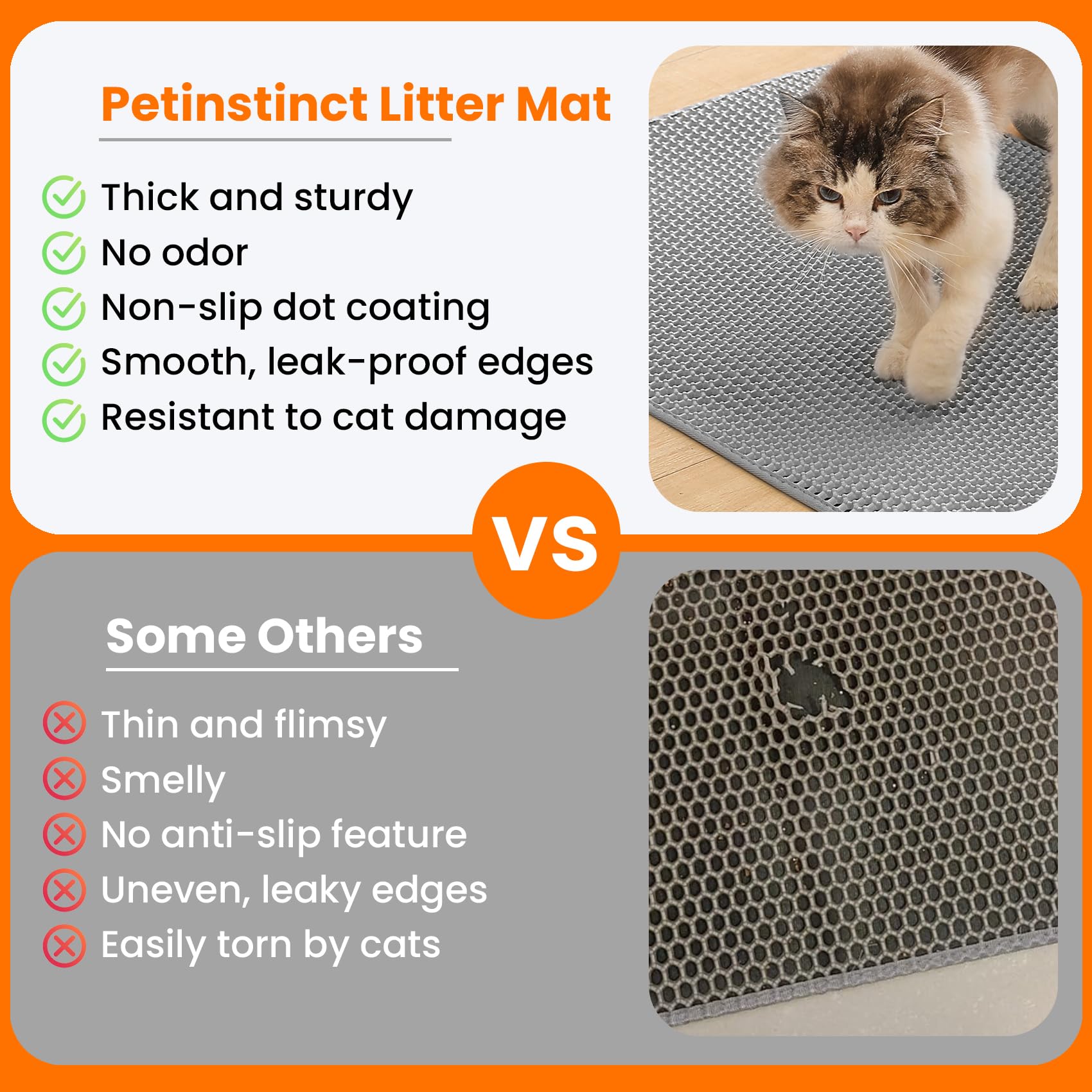 Petinstinct cat litter mat anti-tracking honeycomb traps litter at source