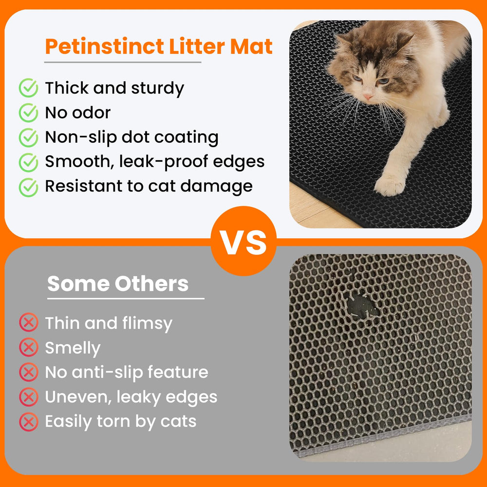 Petinstinct cat litter mat bottom waterproof layer protects floors from moisture.