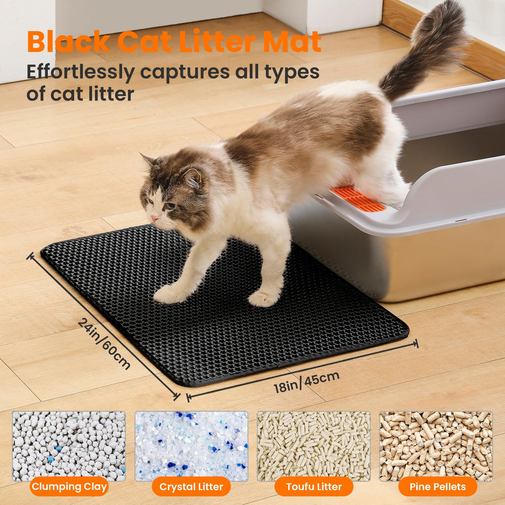 Petinstinct cat litter mat honeycomb top layer traps litter efficiently.
